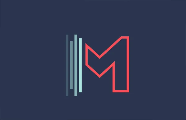 商务和公司的蓝色红色M字母表图标 有线条设计 — 图库矢量图片