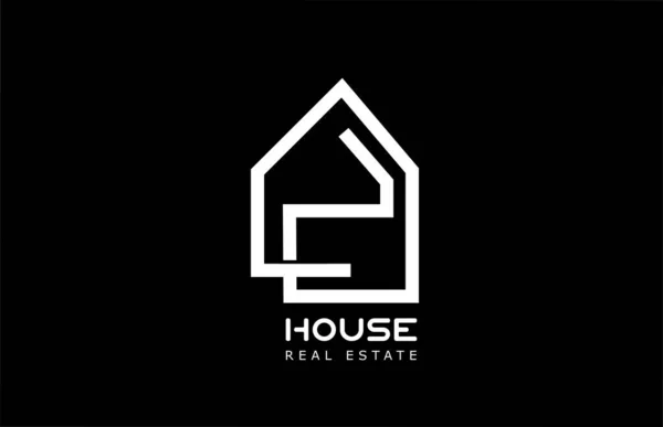 Black White Real Estate House Creative Logo Icon Line Design — Stock Vector