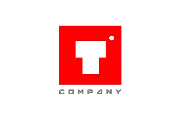 会社とドットデザインのビジネスのための赤い白いTアルファベットの文字のロゴのアイコン — ストックベクタ