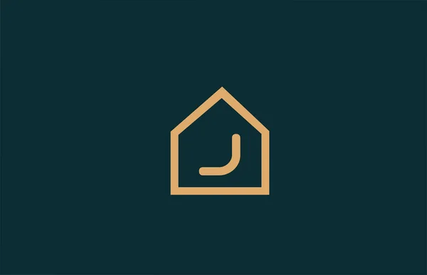 Yellow Alphabet Letter Logo Icon Business Company House Contour Design — Stock Vector