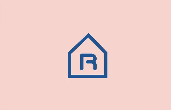 带有室内设计的企业和公司的蓝色粉红R字母图标 — 图库矢量图片