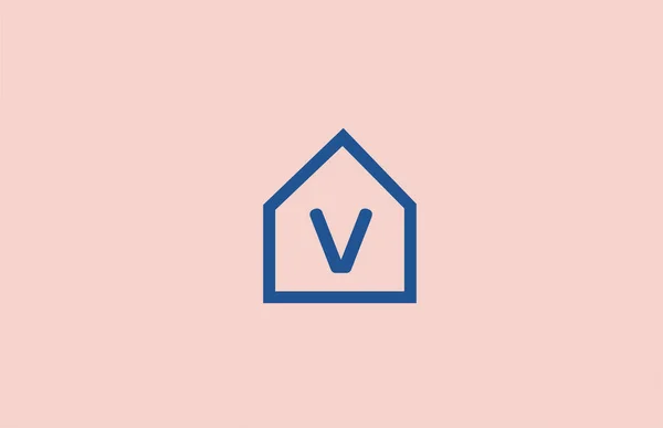 蓝色粉红V字母表图标的企业和公司与室内设计 — 图库矢量图片