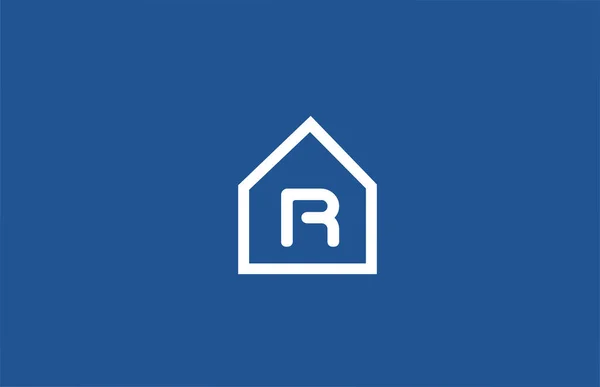 Alphabet Letter Logo Icon Business Company White Blue House Design — Stock Vector