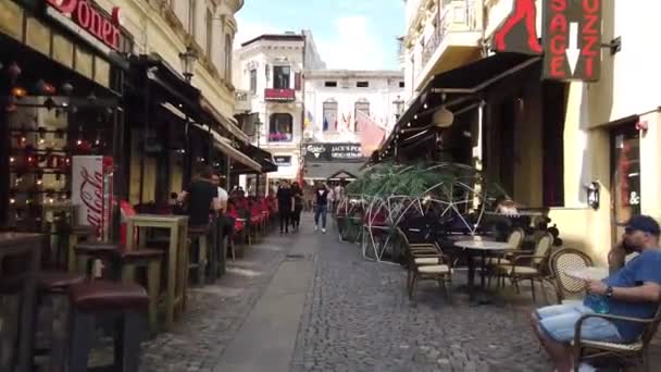 Bukarest Románia Június 2020 Videó Bukaresti Óvárosban Vagy Old Centerben — Stock videók