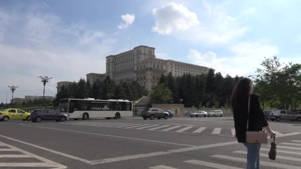 Bucareste Romênia Janeiro 2020 Vídeo Exterior Palácio Romanias Parlamento Conhecido — Vídeo de Stock