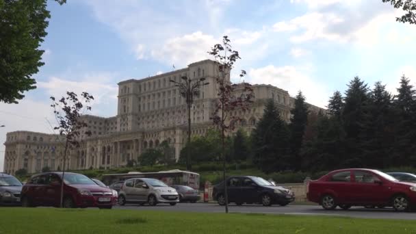 Bucarest Roumanie Janvier 2020 Vidéo Extérieur Palais Parlement Roumain Connu — Video