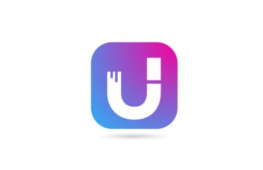 İş ve şirket için U alfabesi harfi logosu. Şirket kimliği için pembe mavi renk şablonu