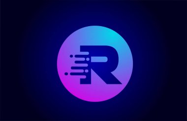 İş ve şirket için pembe mavi R alfabesi harfi logosu. Kurumsal kimlik için gradyan daire tasarımı