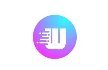 İş ve şirket için W harfi logosu. Kimlik için mavi pembe daire tasarımı