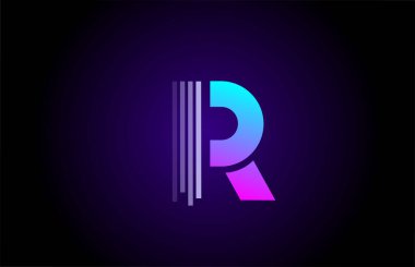 İş ve şirket için R alfabesi harfi logosu. Kimlik için mavi pembe tasarım