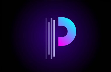 İş ve şirket için P alfabesi harfi logosu. Kimlik için mavi pembe tasarım