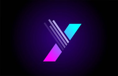 İş ve şirket için Y alfabesi harfi logosu. Kimlik için mavi pembe tasarım