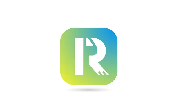 会社やビジネスのための緑の青いRアルファベット文字のロゴのアイコンのデザイン パステルカラーテンプレート — ストックベクタ