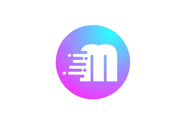 商业和公司的M字母表标识 蓝色粉红圆圈的身份设计 — 图库矢量图片