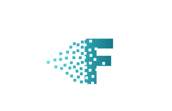 ビジネスや企業のためのFアルファベット文字のロゴアイコン コーポレートアイデンティティのための緑の浸食ピクセルデザイン — ストックベクタ
