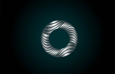 Ey iş için gümüş gri alfabe harfi simgesi. Şirket kimliği için metalik çizgi tasarımı