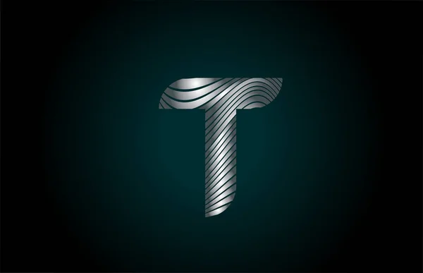ビジネスのためのTシルバーグレーのアルファベット文字のロゴアイコン コーポレートアイデンティティのための金属ラインデザイン — ストックベクタ