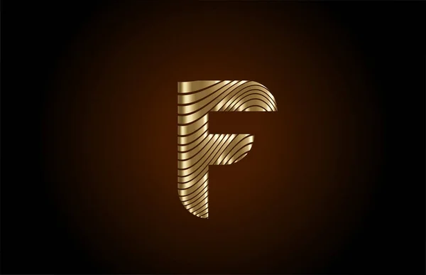 F公司的黄色字母标识图标 奢侈品配饰身份的金属金线设计 — 图库矢量图片
