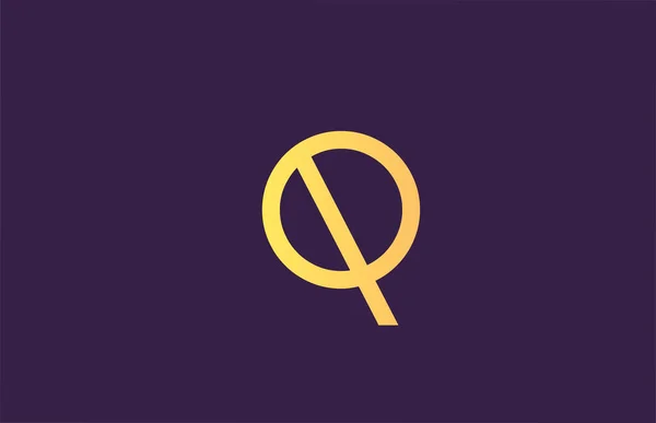 公司的Q黄紫色字母标识图标 简单的商业线路设计 — 图库矢量图片