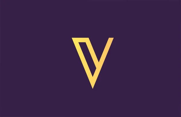 会社のためのV黄色の紫色のアルファベット文字のロゴアイコン ビジネスのためのシンプルなラインデザイン — ストックベクタ