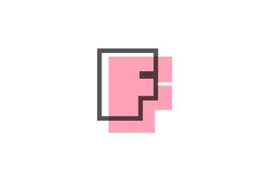 Geometrik F pembe çizgi alfabe harfi simgesi şirket için. İş ve şirket için basit çizgi tasarımı