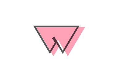 Geometrik W pembe çizgi alfabe harfi simgesi şirket için. İş ve şirket için basit çizgi tasarımı