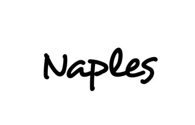 Napoli şehrinin el yazısıyla yazılmış el yazısı harfleri. Kaligrafi metni. Siyah renkli tipografi