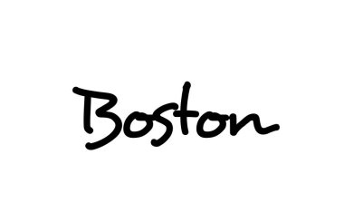 Boston şehrinin el yazısıyla yazılmış el yazısı harfleri. Kaligrafi metni. Siyah renkli tipografi