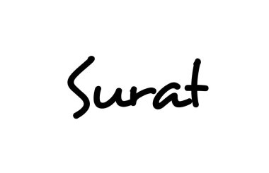 Surat şehrinin el yazısıyla yazılmış el yazısı harfleri. Kaligrafi metni. Siyah renkli tipografi