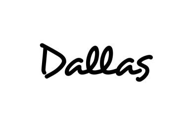 Dallas şehrinin el yazısıyla yazılmış el yazısı harfleri. Kaligrafi metni. Siyah renkli tipografi
