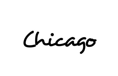 Chicago şehrinin el yazısıyla yazılmış el yazısı mektupları. Kaligrafi metni. Siyah renkli tipografi