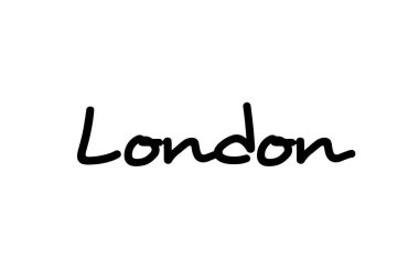 Londra şehrinin el yazısıyla yazılmış el yazısı harfleri. Kaligrafi metni. Siyah renkli tipografi