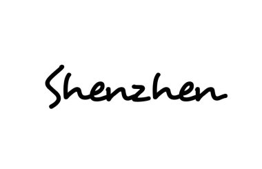 Shenzhen şehrinin el yazısıyla yazılmış el yazısı mektupları. Kaligrafi metni. Siyah renkli tipografi