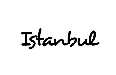 İstanbul şehrinin el yazısıyla yazılmış el yazısı mektupları. Kaligrafi metni. Siyah renkli tipografi