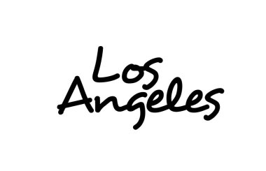 Los Angeles şehrinin el yazısıyla yazılmış el yazısı harfleri. Kaligrafi metni. Siyah renkli tipografi