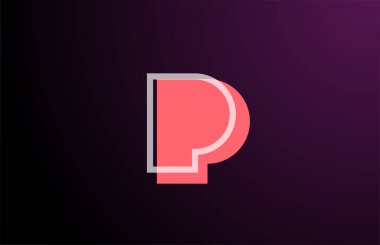 Şirket için pembe siyah geometrik P çizgisi alfabe harfi simgesi. İş ve şirket için basit çizgi tasarımı