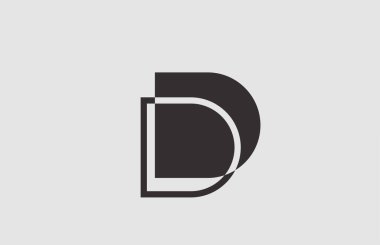 İş için geometrik siyah beyaz D alfabe harfi simgesi. Şirket için basit çizgi tasarımı