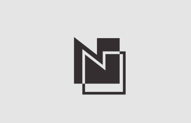 Geometrik siyah beyaz N alfabesi harf simgesi iş simgesi. Şirket için basit çizgi tasarımı