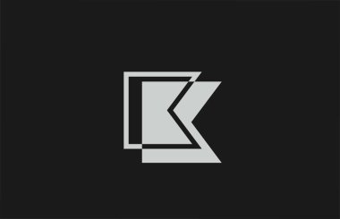 Gri siyah beyaz K alfabe harfi logo simgesi. İş için basit satır tasarımı