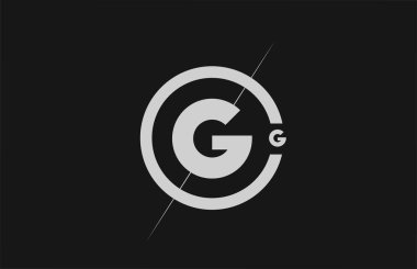 Alfabe G harfi logo simgesi. Şirket kimliği için siyah beyaz çizgi ve daire tasarımı