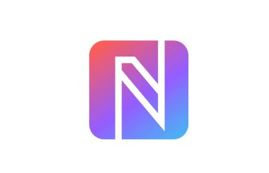 Renkli mavi N alfabesi harfi logo simgesi. Şirket ve iş kimliği için satır tasarımı