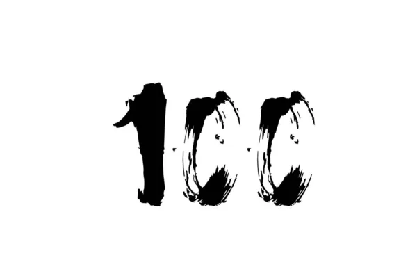 Icône Logo Numéro 100 Grunge Design Concept Vintage Écrit Main — Image vectorielle