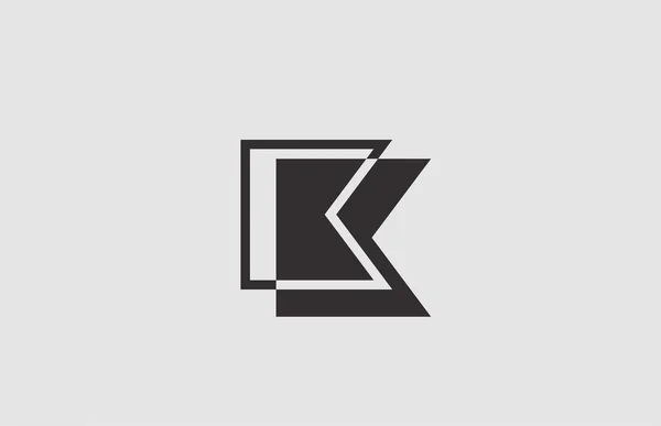 商业用几何黑色白色K字母表图标 公司的简单线路设计 — 图库矢量图片