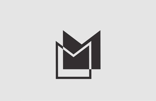 幾何学的な黒白Mアルファベット文字のロゴアイコンビジネス用 会社のためのシンプルなラインデザイン — ストックベクタ