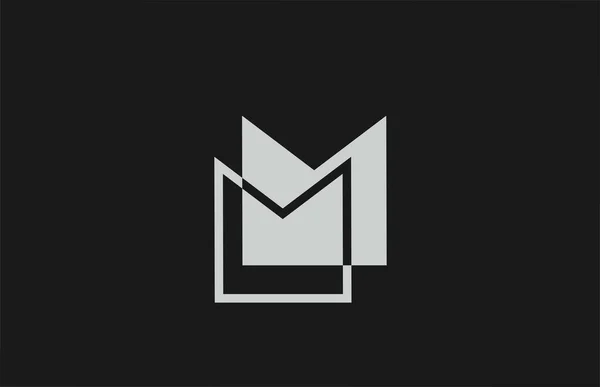 グレーの黒のMアルファベットの文字のロゴアイコン ビジネスのためのシンプルなラインデザイン — ストックベクタ