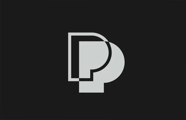 Grijs Zwart Wit Alfabet Letter Logo Pictogram Eenvoudig Lijnontwerp Voor — Stockvector