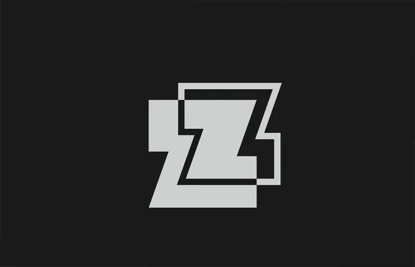 グレーブラックホワイトZアルファベット文字のロゴアイコン ビジネスのためのシンプルなラインデザイン — ストックベクタ