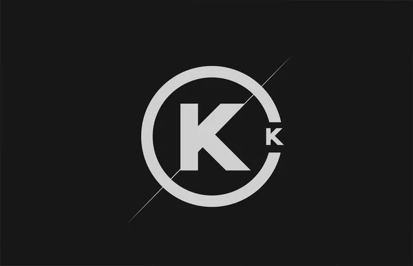 アルファベットK文字のロゴアイコン 会社のアイデンティティのためのブラックホワイトシンプルなラインとサークルデザイン — ストックベクタ