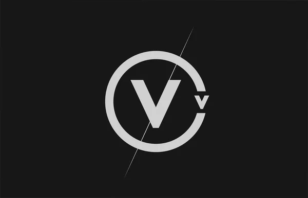 Alphabet Letter Logo Icon Black White Simple Line Circle Design — Stock Vector