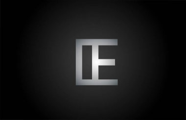 siyah gri E alfabe harfi logo simgesi. Şirket ve iş kimliği için satır tasarımı